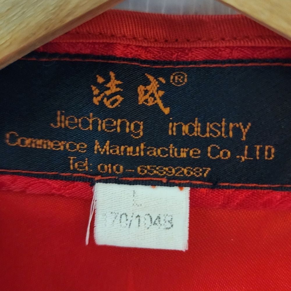 Chinese Womens Tang Jacket Red Gold Floral Satin Knot Asian Party Wedding Sz L - Picture 10 of 10